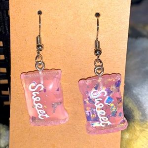Sweet Treat Pink with Iridescent Flakes Earrings